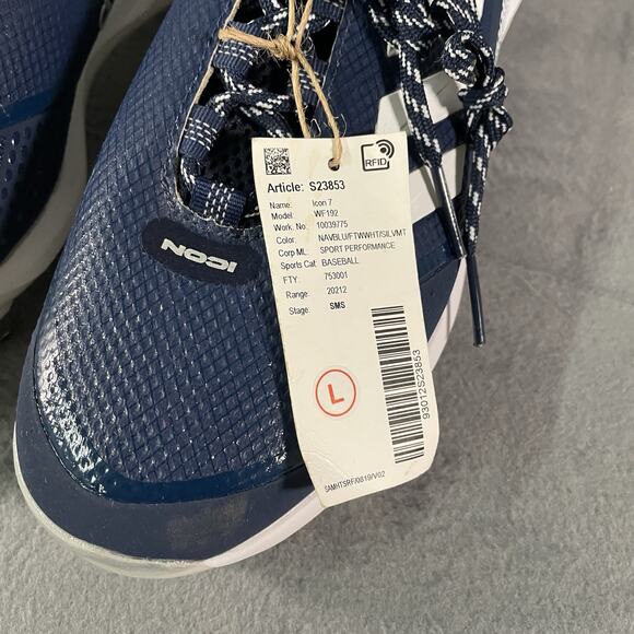 Adidas Icon 7 Navy Blue/White Low Baseball Cleats S23853 Men's Size 9 - Picture 3 of 10